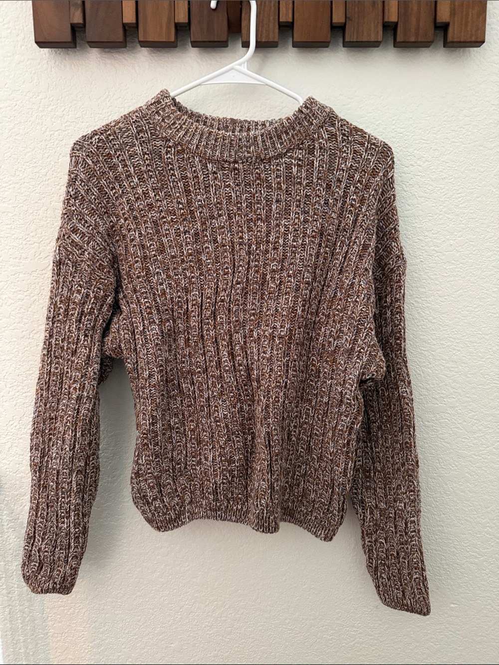 Universal Thread Marled Brown Ribbed Pullover Sweater